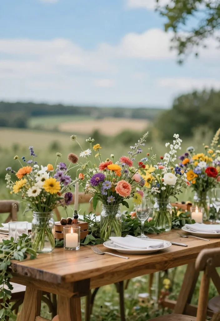 16 Wedding Venue Decoration Ideas That Set the Perfect Mood 1. Wildflower Centerpieces 0