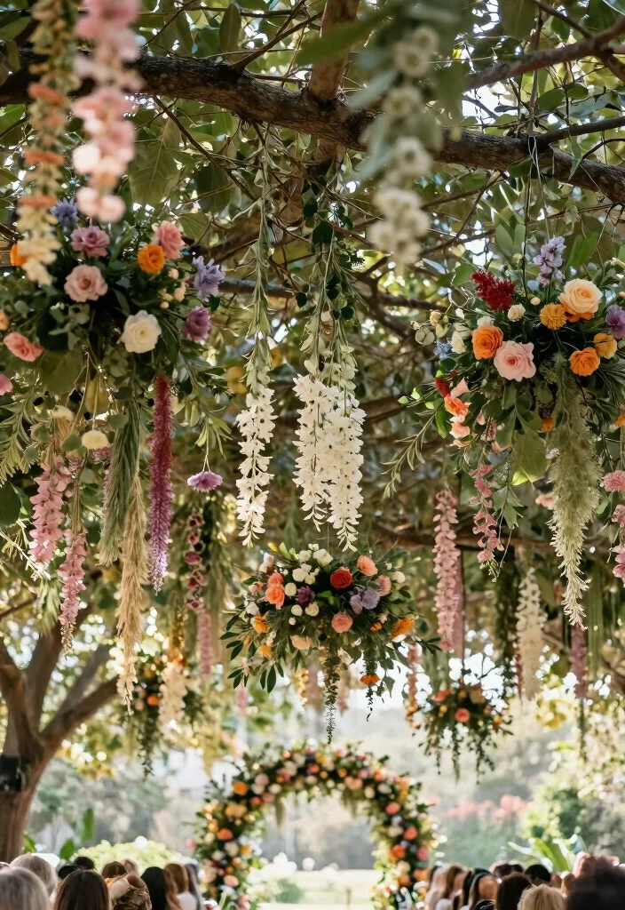 16 Wedding Venue Decoration Ideas That Set the Perfect Mood 8. Hanging Florals 0