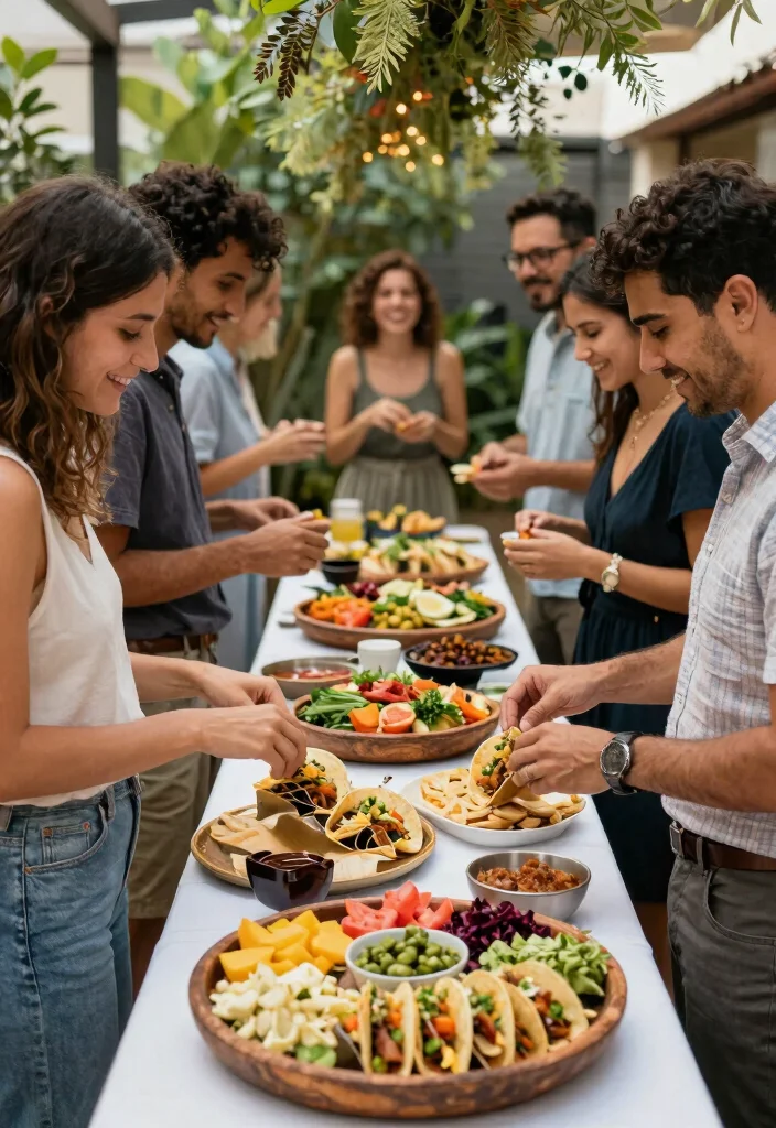 18 Engagement Party Ideas That Feel Fun, Personal, and Easy to Plan 67 18 Engagement Party Ideas That Feel Fun Personal and Easy to Plan 17. Interactive Food Stations 0