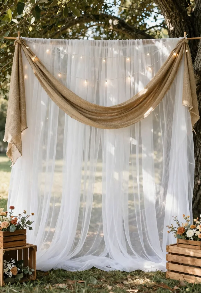 18 Wedding Decoration Ideas on a Budget That Still Look Expensive 2. DIY Fabric Backdrops 0