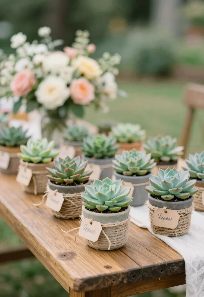 18 Wedding Favor Ideas for Guests That Feel Useful and Memorable 1. Mini Potted Succulents 0