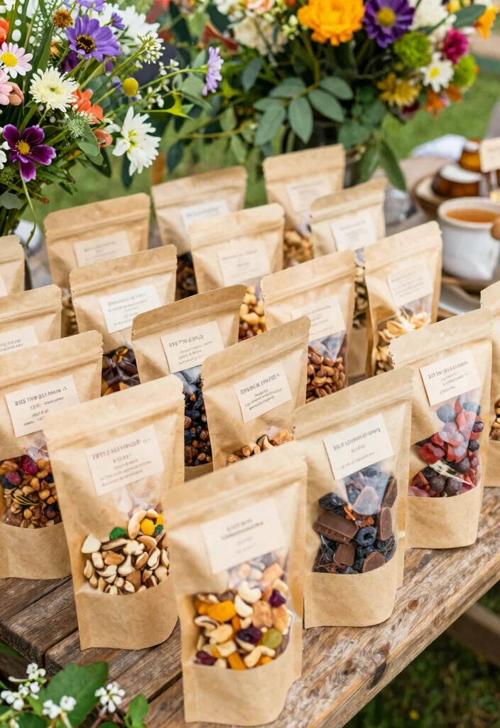 18 Wedding Favor Ideas for Guests That Feel Useful and Memorable 10. DIY Trail Mix Bags 0