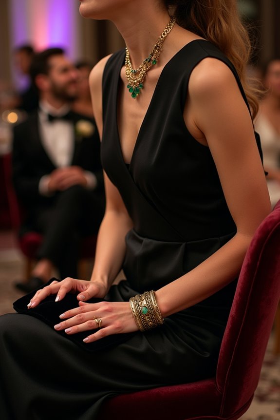 Is It Bad to Wear Black to an Engagement Party? 6 gold accents elevate black dress