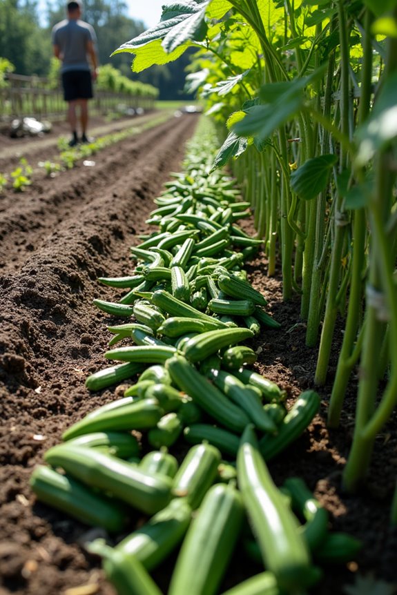 high winds necessitate staking okra