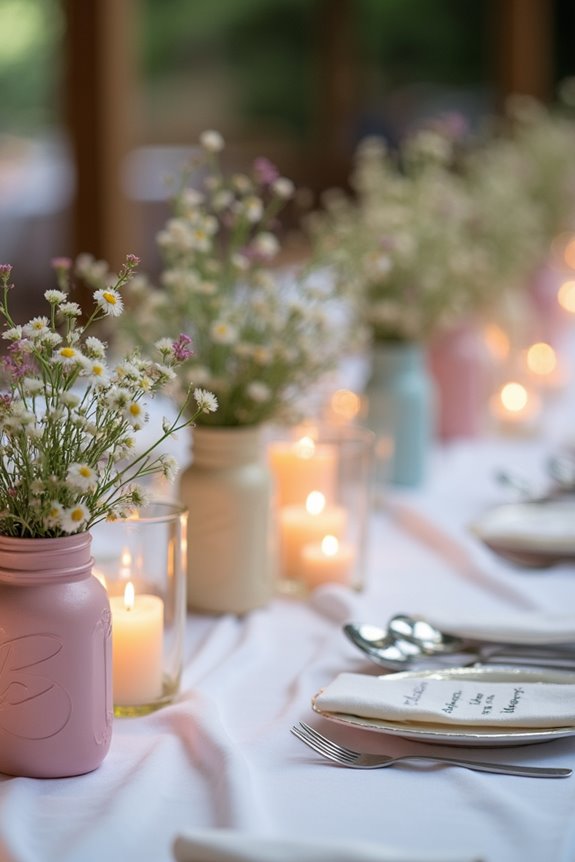5 DIY Wedding Table Decorations You Can Do Yourself on a Budget 3 painted mason jar wedding centerpieces