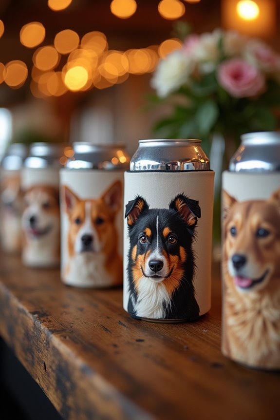 5 Best Can Koozie Wedding Favors Guests Will Actually Keep 2 pet portrait koozies cohesive collection