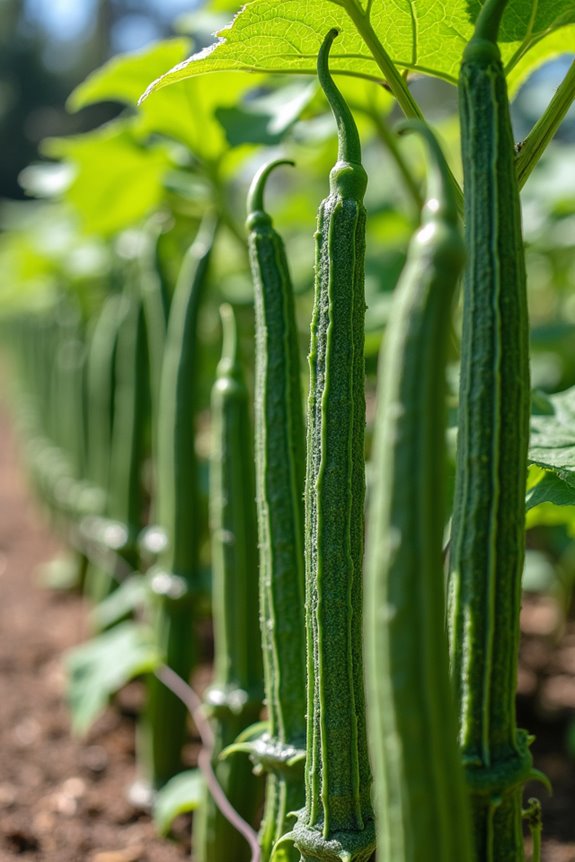stakes support tall okra plants