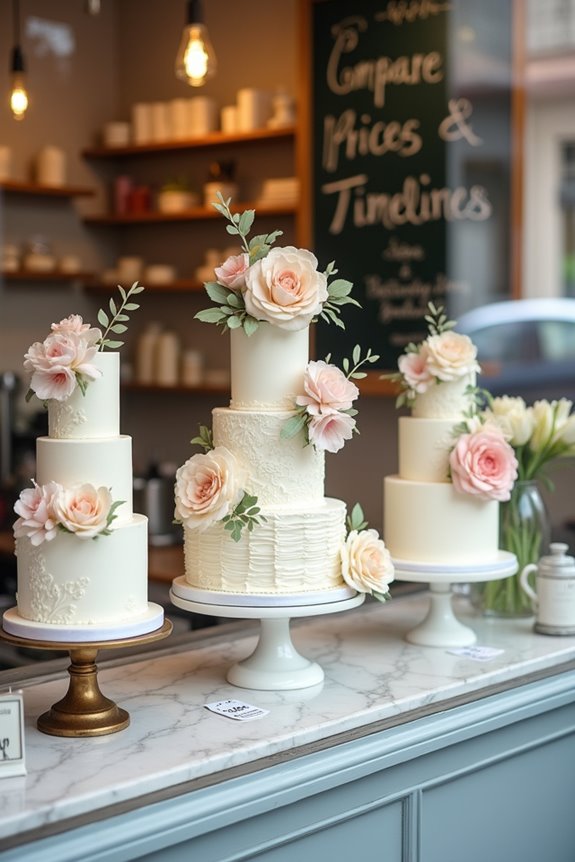 wedding cake price ranges and lead times